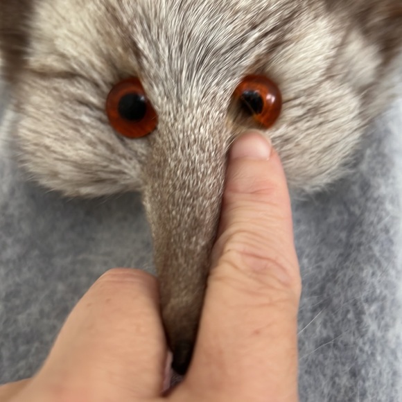 Rare Vintage Sia Bellini Gray Angora Button Up Sweater w/Full Silver Fox Sz L - Picture 5 of 12